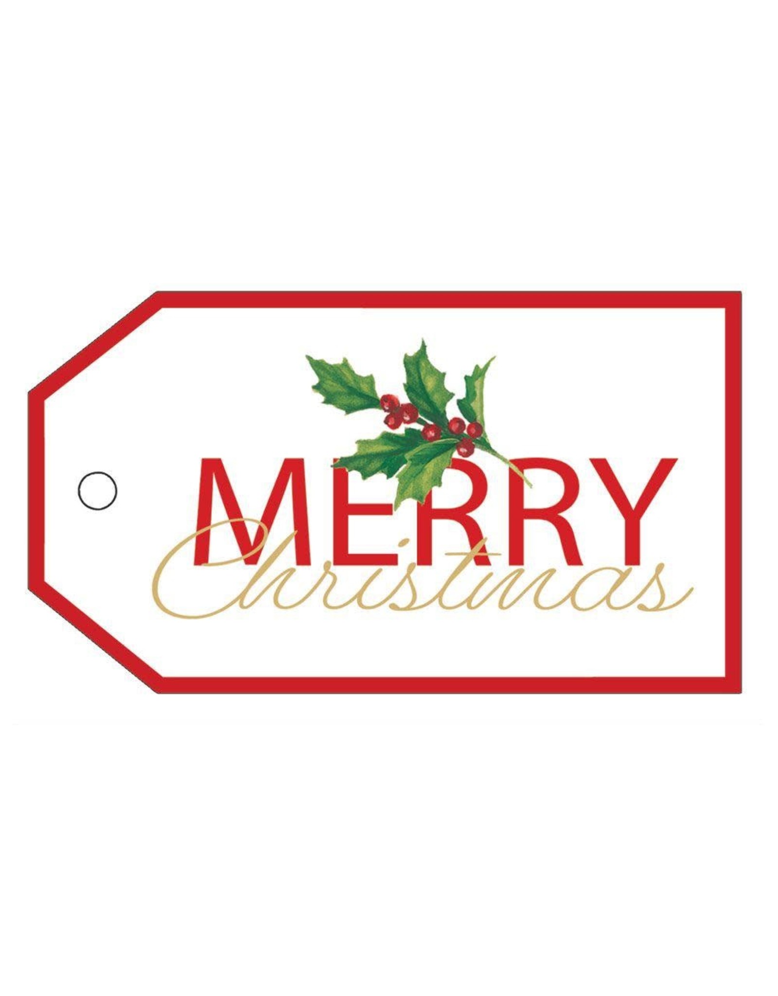 Caspari Hanging Gift Tags 4pk Merry Christmas Holly Branch