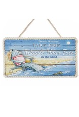 Kurt Adler Wooden Beach Sign w Take Time To Wiggle Your Toes Ornament