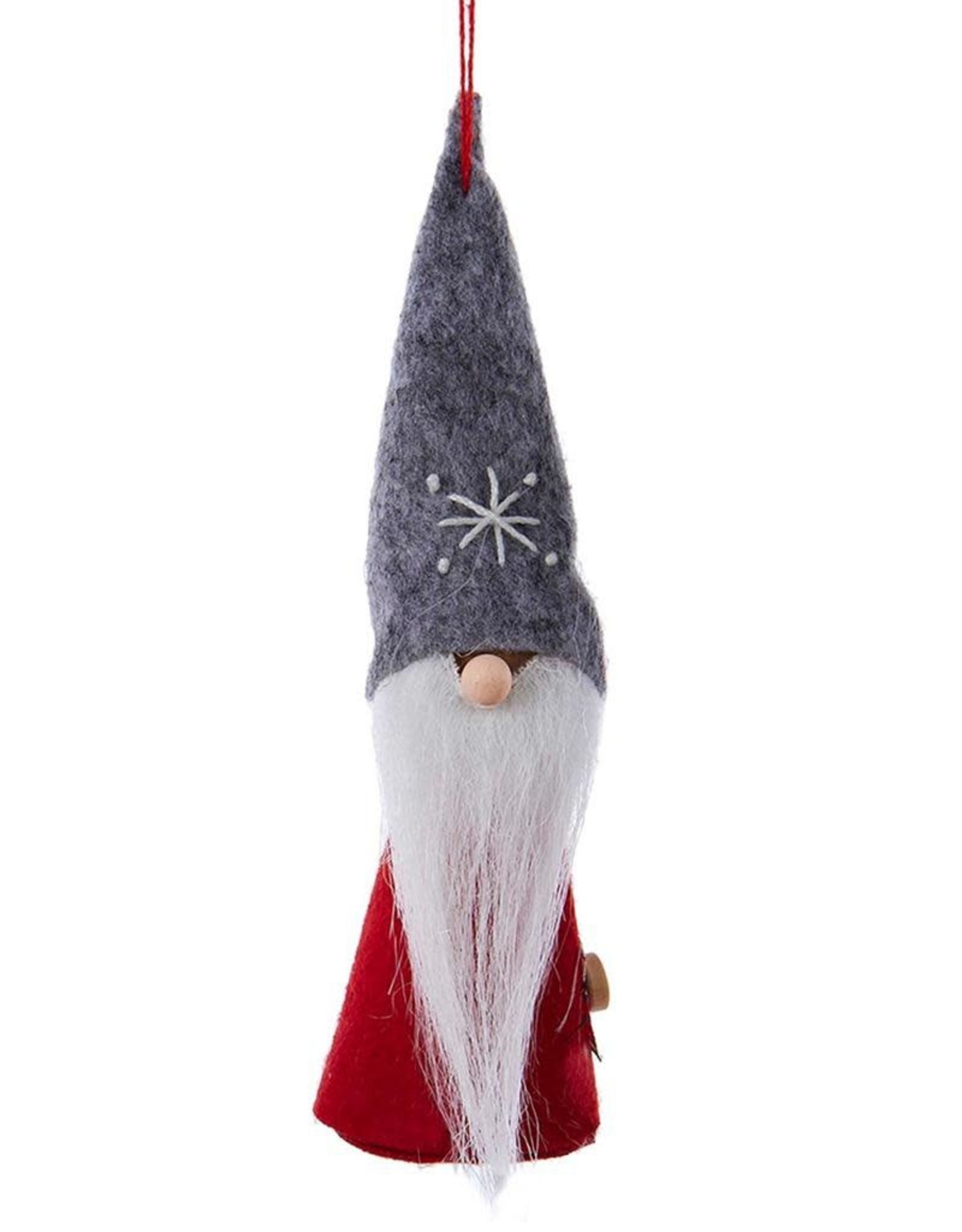 Kurt Adler Gnomes Felt W Wood Dwarf Gnome Ornament 6 Inch - Grey Hat