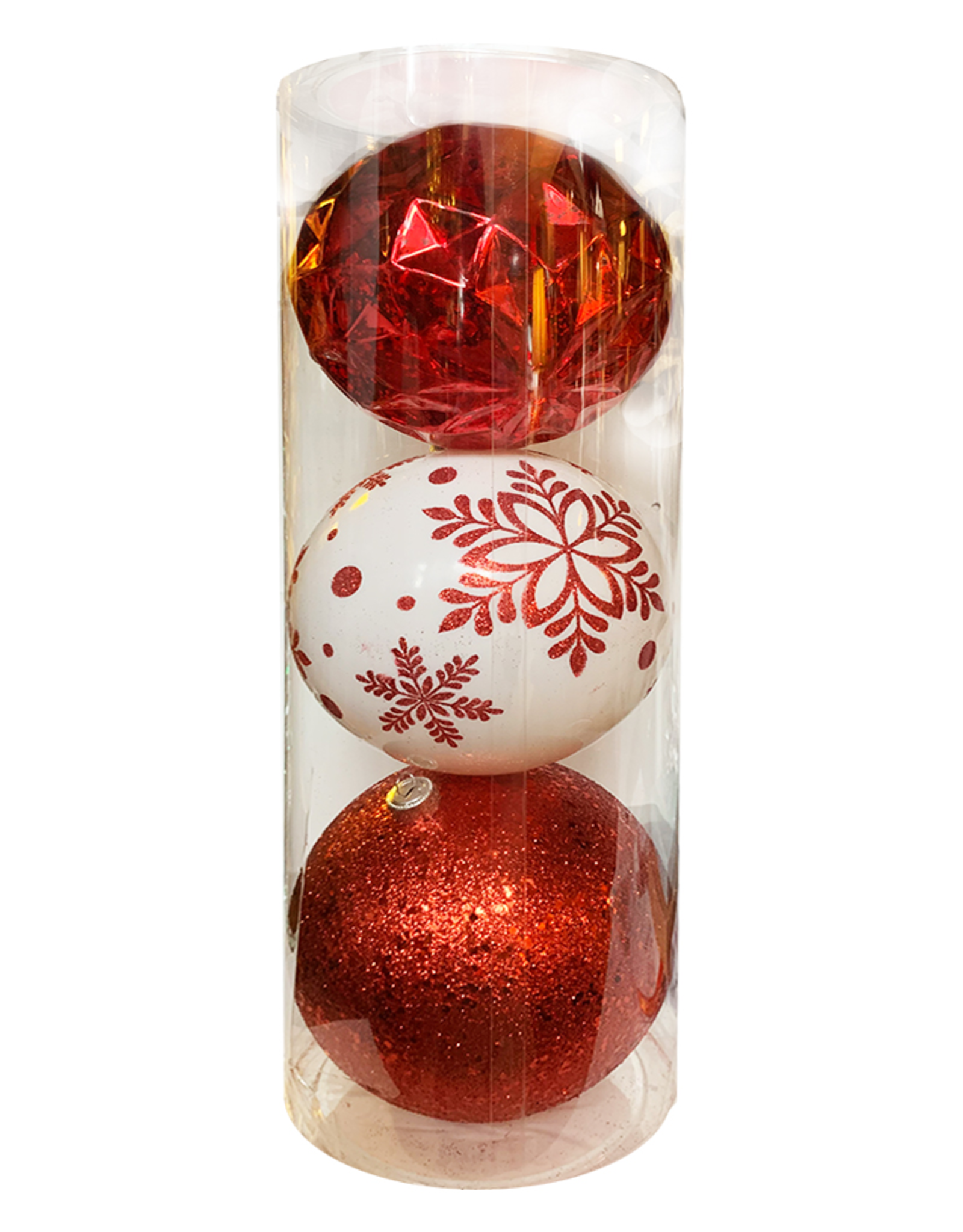 Darice Large Ball Ornaments Red White 3pk 150mm Shatter-Proof -C