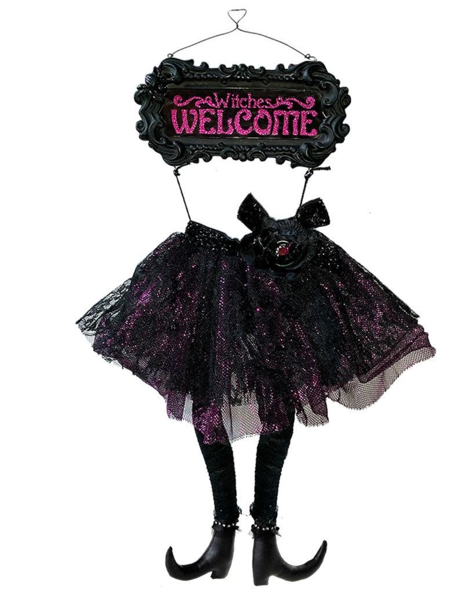 Darice Halloween Witches Skirt And Legs Sign - Witches Welcome