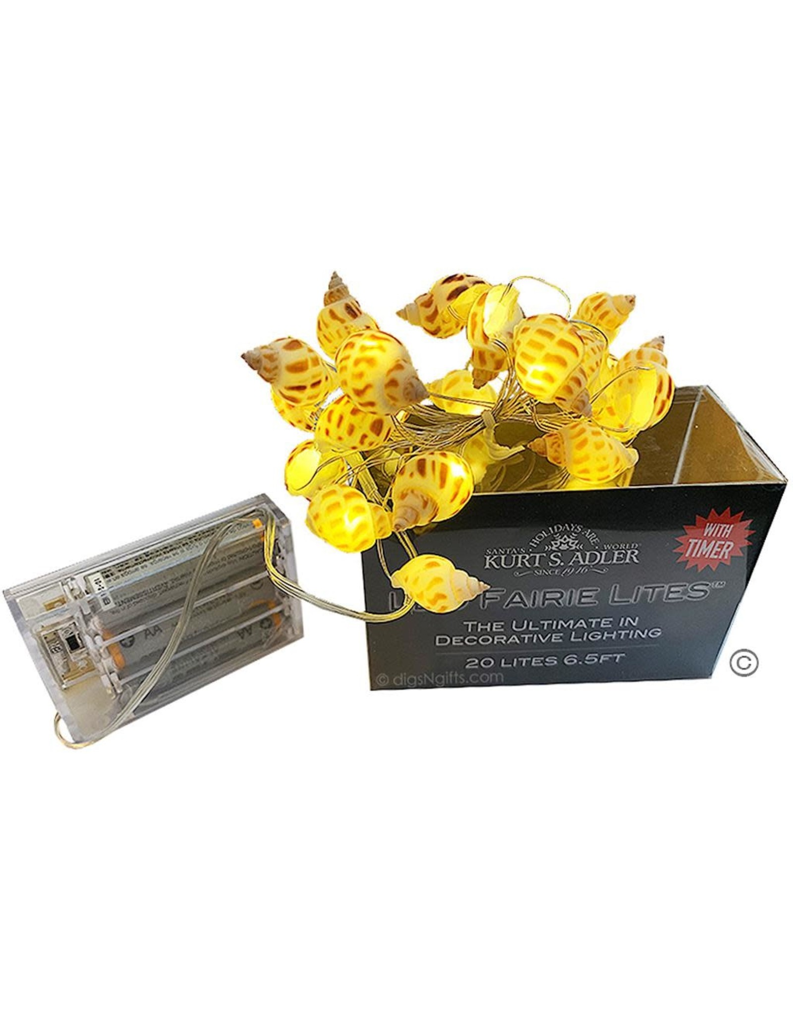Kurt Adler Shell Fairy Lights 20 Light Set Battery-Operated Babylon Shells