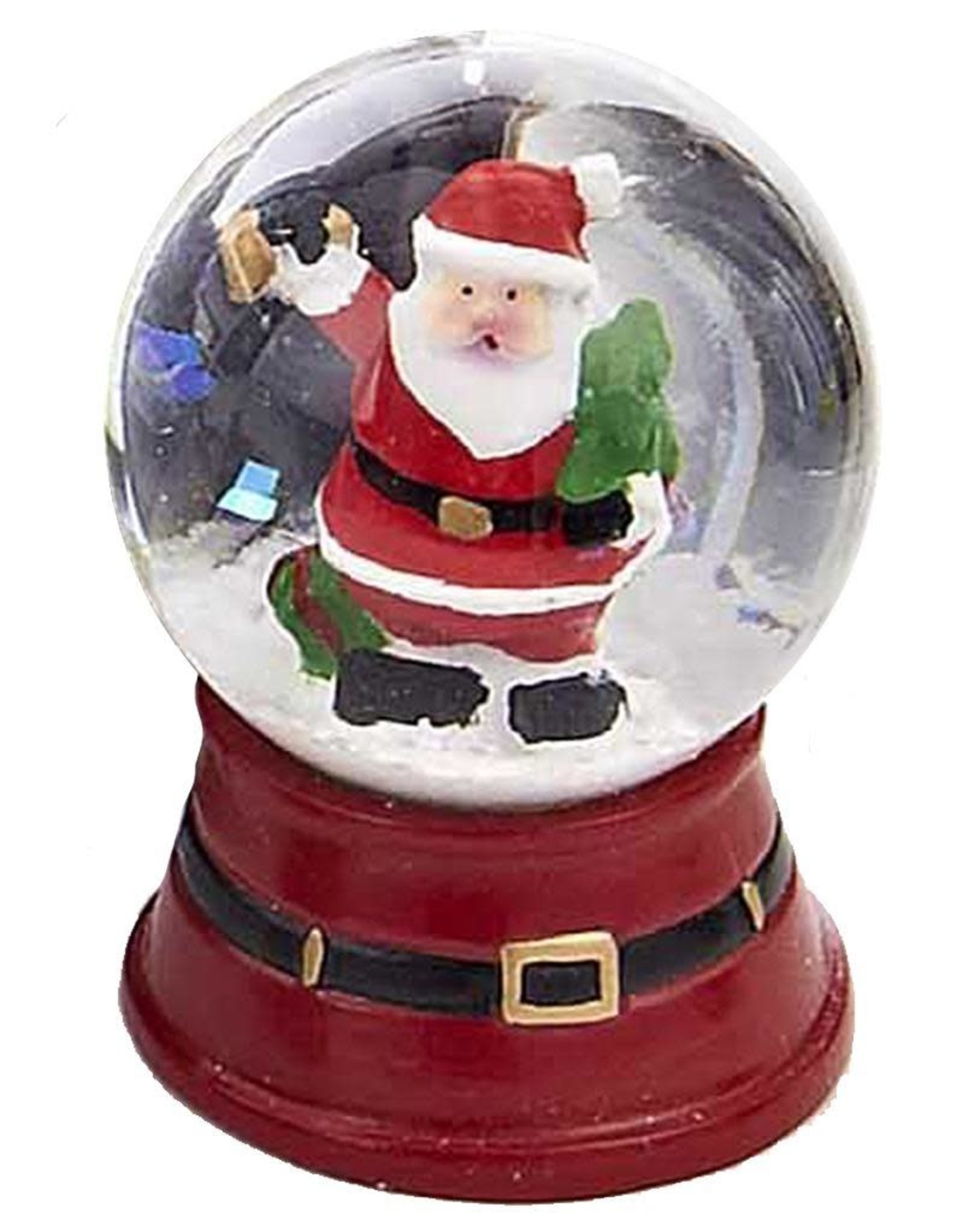 Kurt Adler Mini Christmas Snow Globe Santa Ringing Bell W Tree