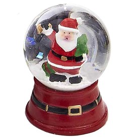 Kurt Adler Mini Christmas Snow Globe Santa Ringing Bell W Tree