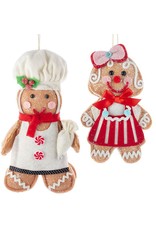 Kurt Adler Gingerbread Cookie Doll Christmas Ornaments Girl Boy 2pc Set