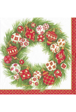 Caspari Christmas Paper Lunch Napkins 20pk Ornament Wreath