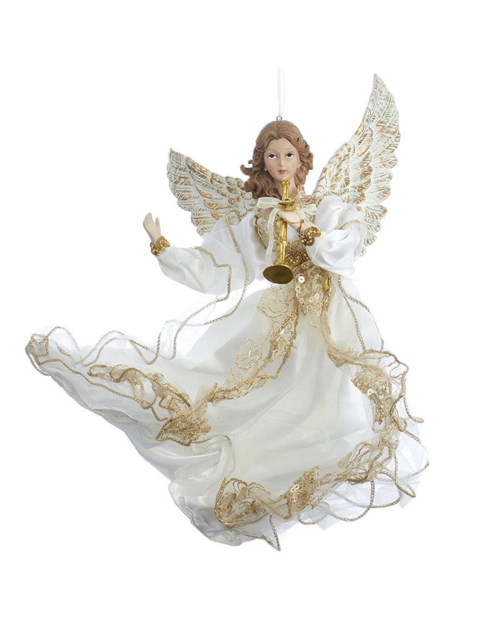 Kurt Adler Ivory And Gold Flying Angel Christmas Ornament 12 Inch