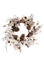Darice DISPLAY Christmas Wreath Cotton Stems w Pine Cones 24 inch