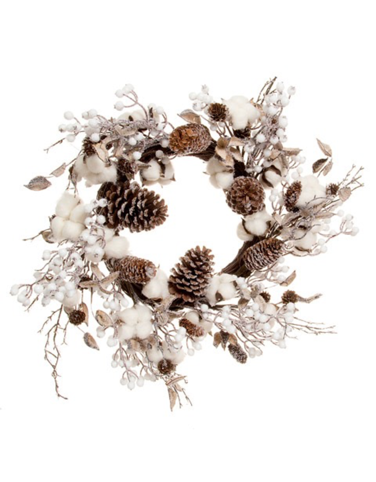 Darice Christmas Wreath Cotton Stems w Pine Cones 24 inch