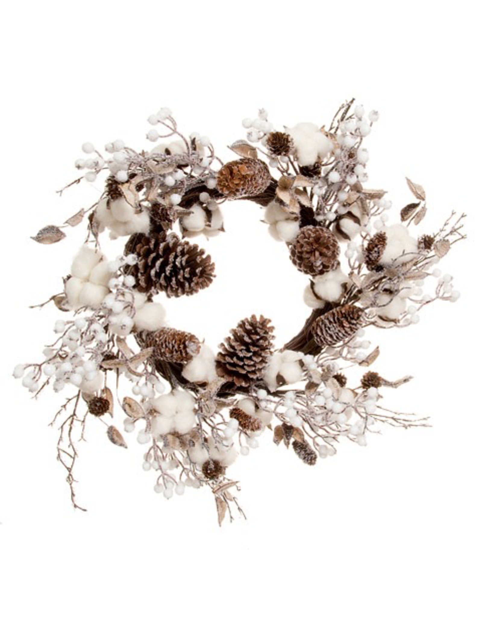 Darice DISPLAY Christmas Wreath Cotton Stems w Pine Cones 24 inch