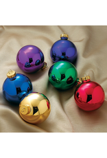 Kurt Adler Glass Ball Christmas Ornaments Shiny Multi Colored 65MM Set of 6