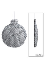 Kurt Adler Silver Beaded Flat Ball Hanging Ornament