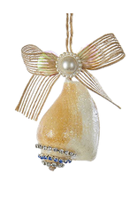 Kurt Adler Sea Shell Ornament With Gems Pearls and Ribbon Bow 4 inch -B