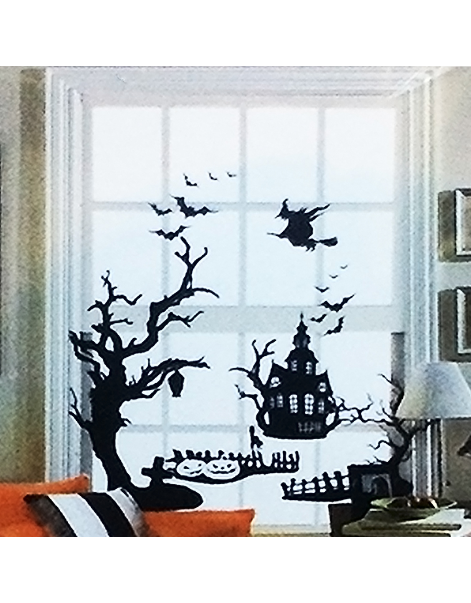 Darice Halloween Removable Wall Art Decals 2 Sheets - Haunted House