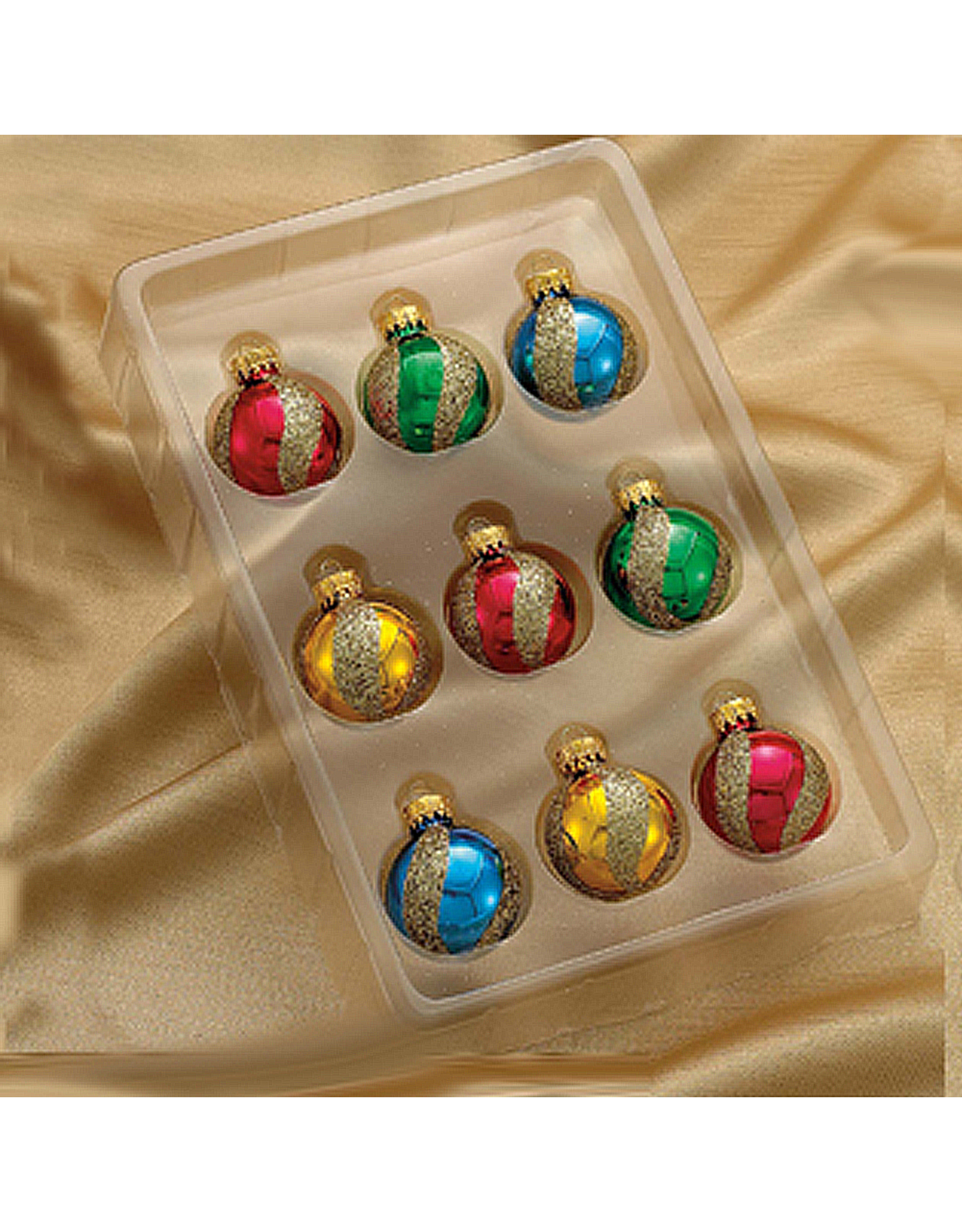 Kurt Adler Miniature Decorated Glass Ball Ornaments 35MM 9pk Swirl
