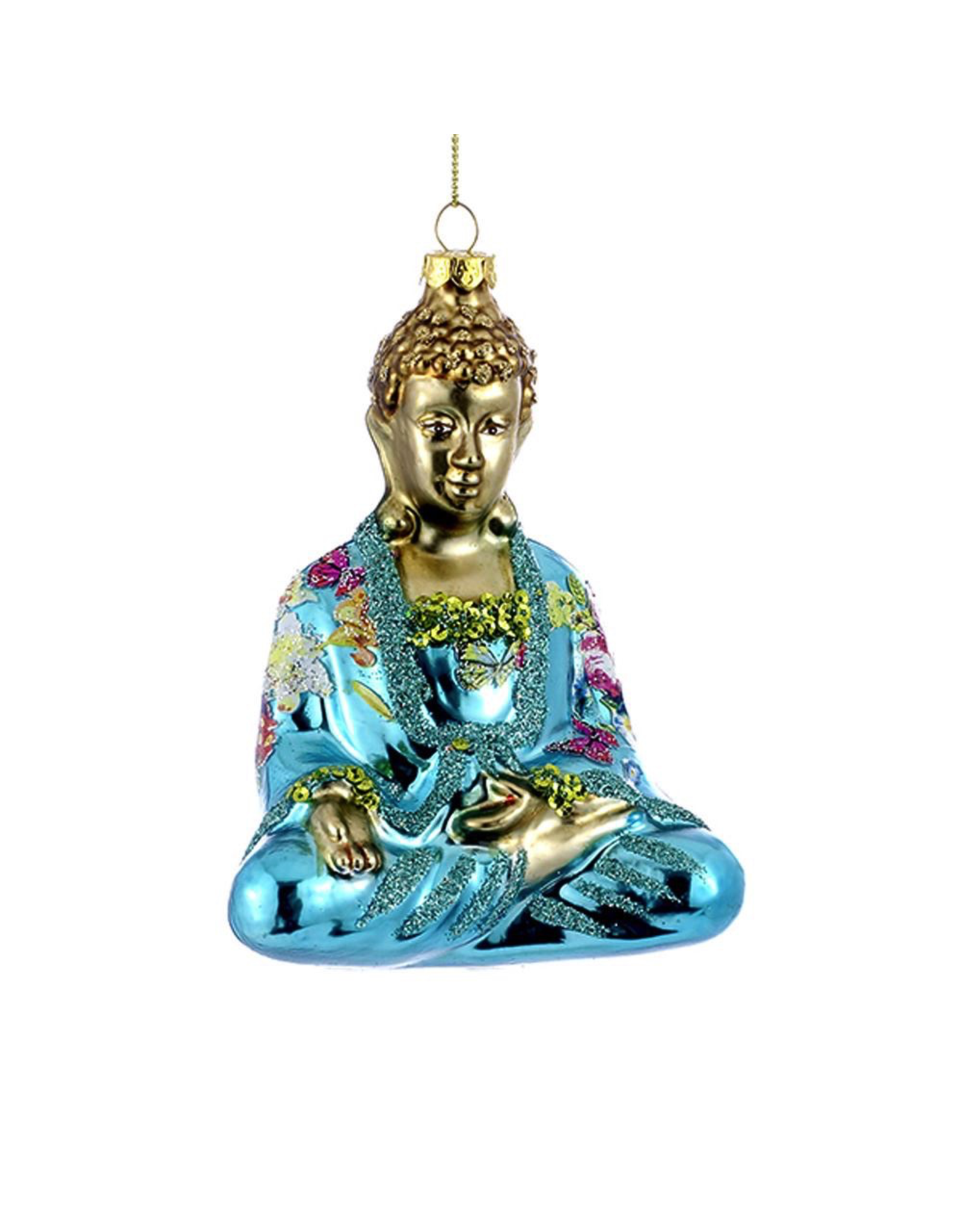 Kurt Adler Christmas Ornament Oriental Asian Glass Buddha