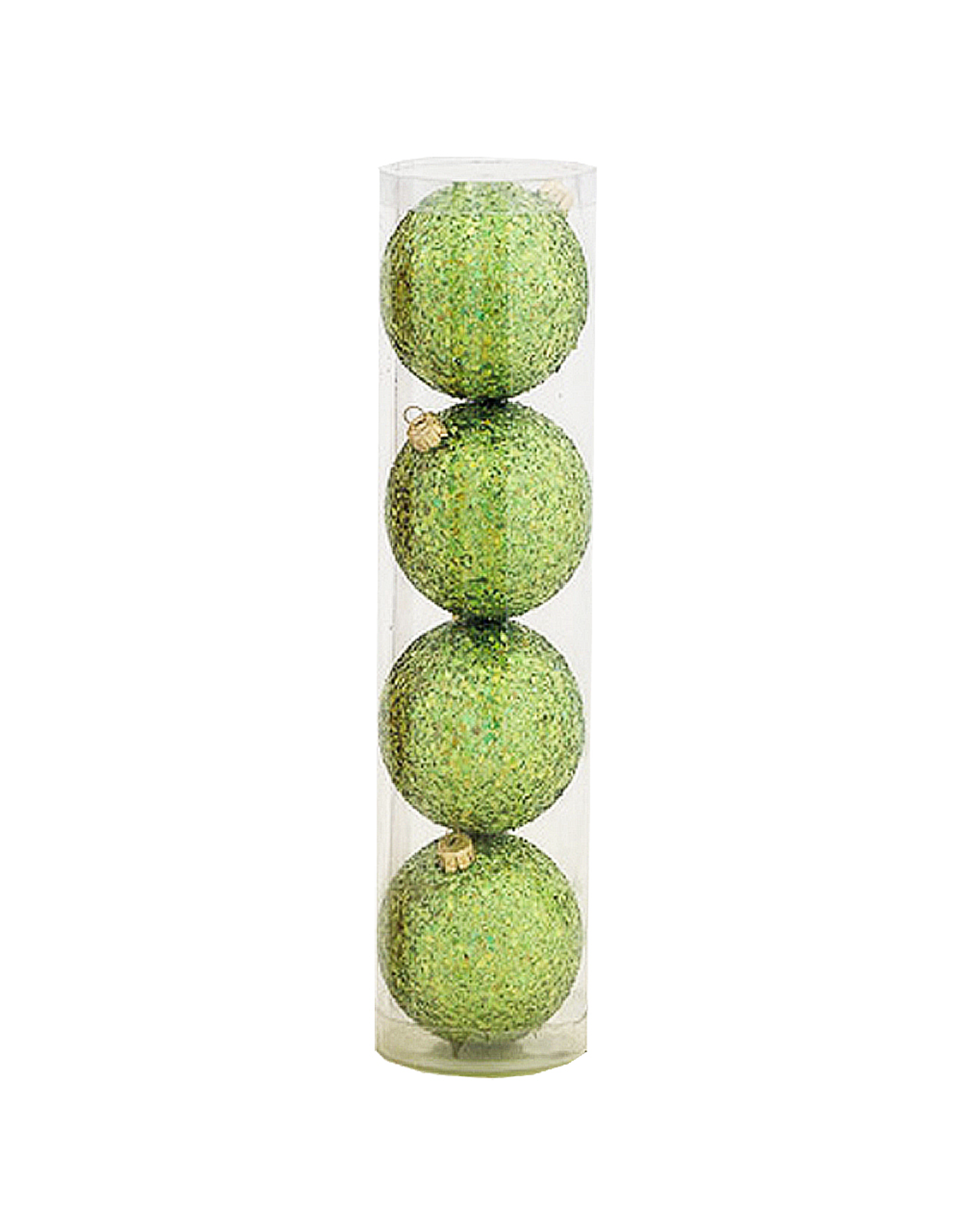 Kurt Adler Shatterproof Ball Ornaments Green Glittered 80MM Set of 4