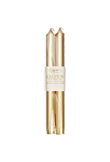 Caspari Crown Candles Tapers 10 inch 2pk Metallic Gold