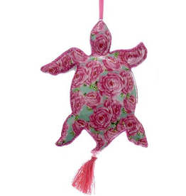 Kurt Adler Sea Turtle Tasseled Preppy Chic Porcelain Ornament -TPK