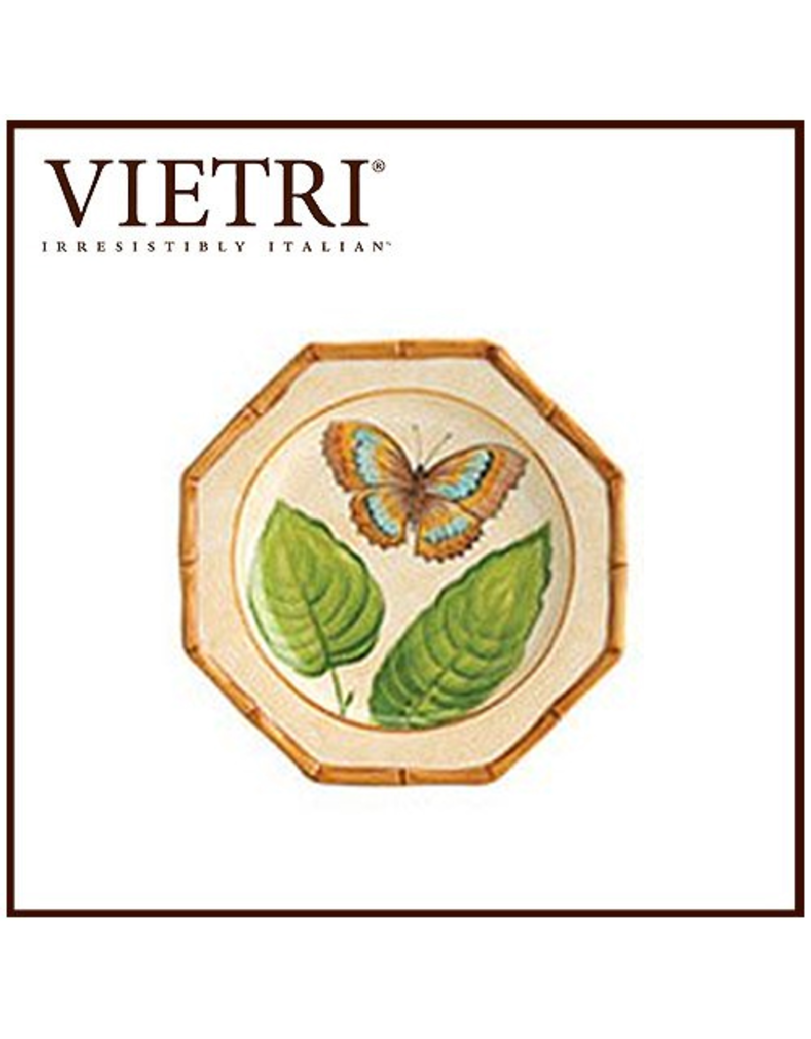 Bamboo Garden Salad Plate With Butterfly Gold Blue