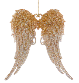 Kurt Adler Angel Wings Ornament w Glittered Gold to Silver Tips