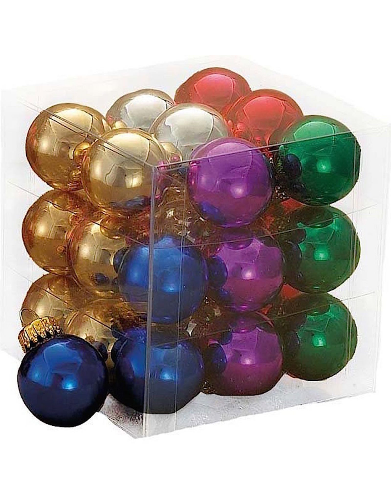 Kurt Adler Mini Glass Balls Christmas Ornaments 25MM Set 27 Multi Color