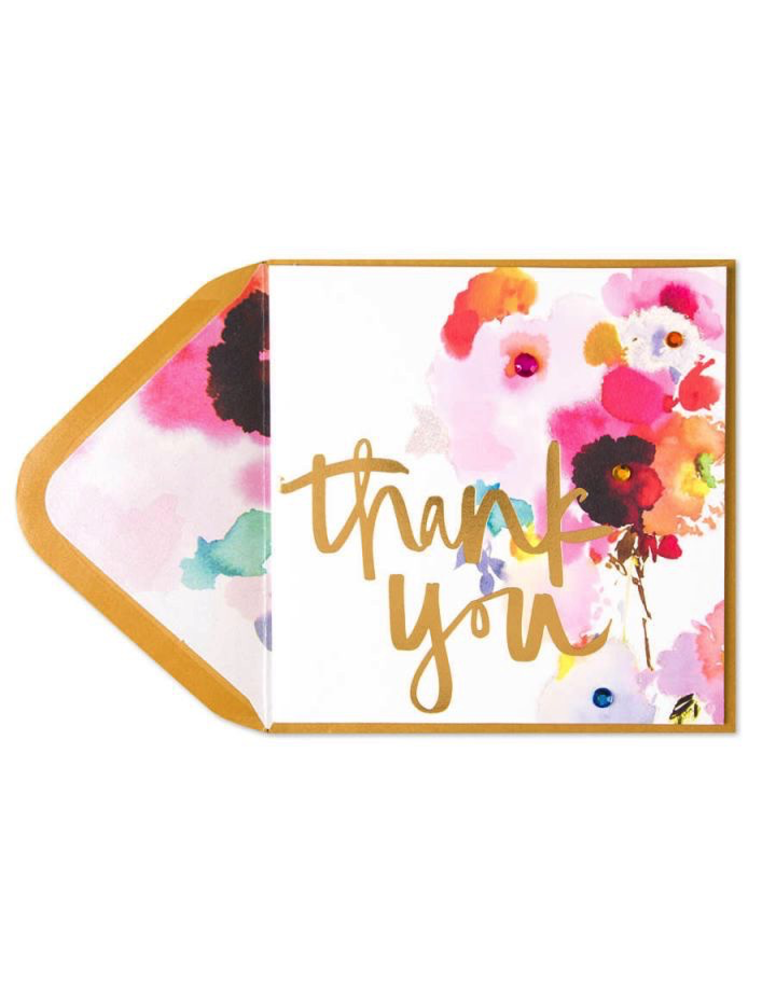 PAPYRUS® Thank You Card Foil Watercolor Flowers With Gems