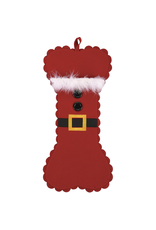 Peking Handicraft Dogs Christmas Stocking Red Felt Dog Bone W Santa Belt