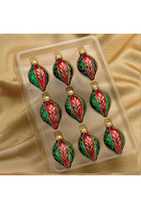 Kurt Adler Miniature Glass Drop Ornaments 35MM Set of 9 Red Green Gold