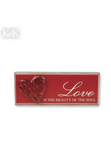 K&K Interiors Love is the Beauty of the Soul Wood Brick Plaque With Heart 60007B