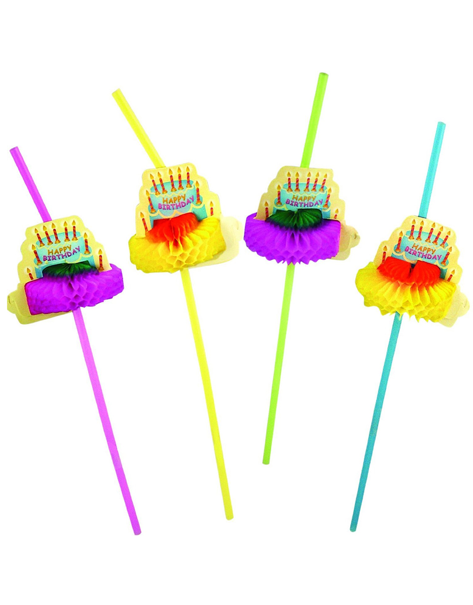 Party Straws 12Pk Crepe Paper Birthday Cakes