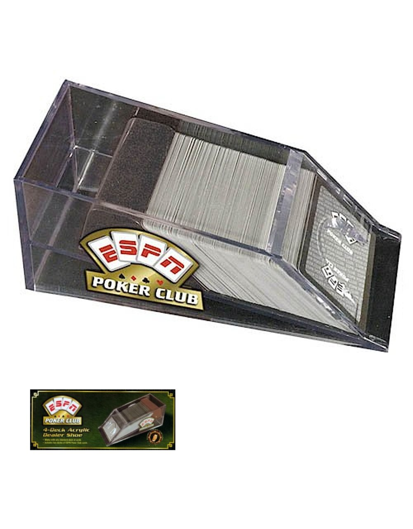 ESPN Poker Club Card Games 4-Deck Acrylic Dealer Shoe