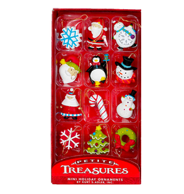 Kurt Adler Christmas Mini Tree Ornaments Petite Treasures Set of 12 -A