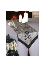 Peking Handicraft Halloween Table Runner Skull w Spider Webs 68 Inch