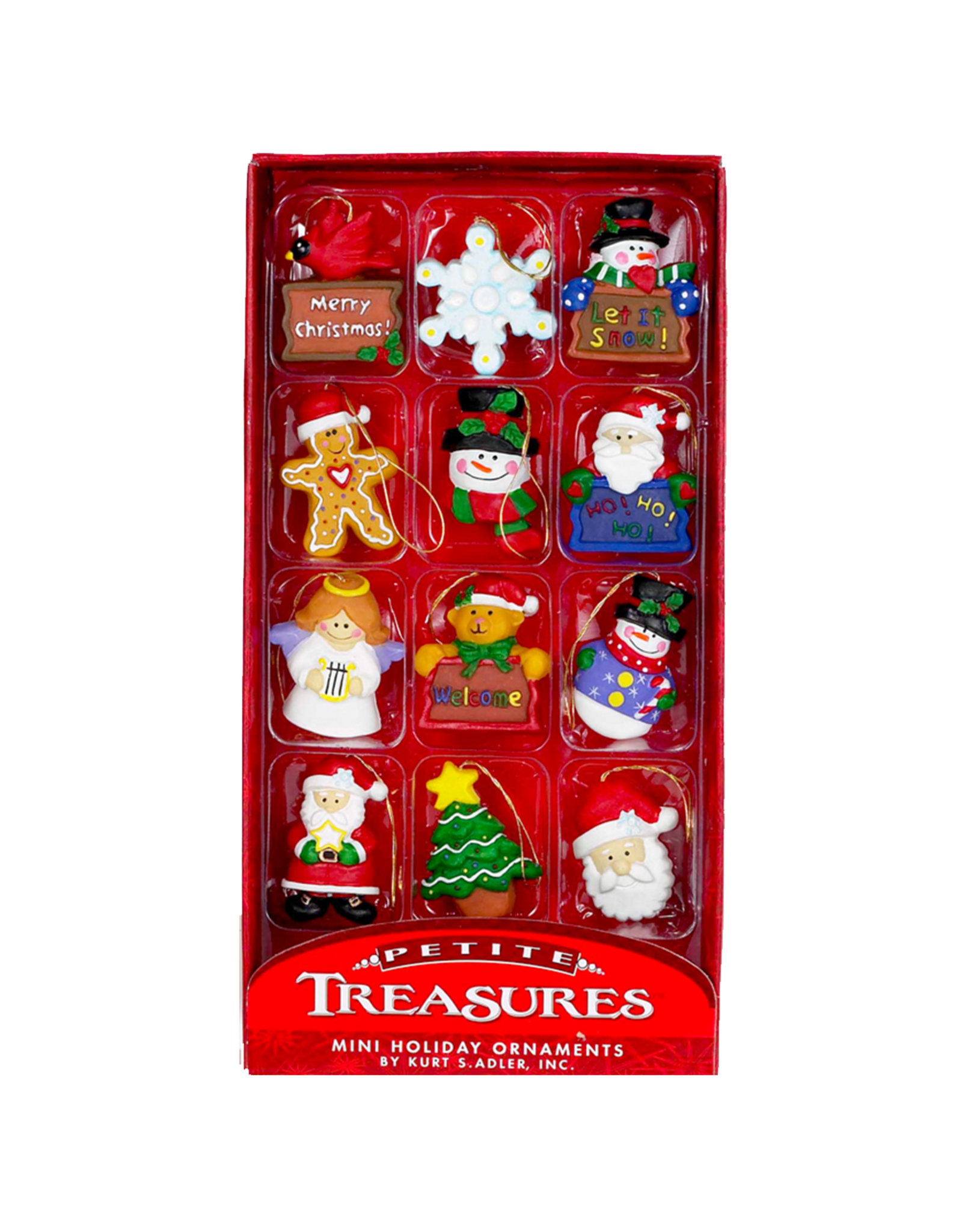 Kurt Adler Christmas Mini Tree Ornaments Petite Treasures Set of 12 -B