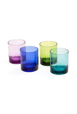 Caspari Acrylic 14oz On The Rocks Highball Giftset of 4 Jewel Tones