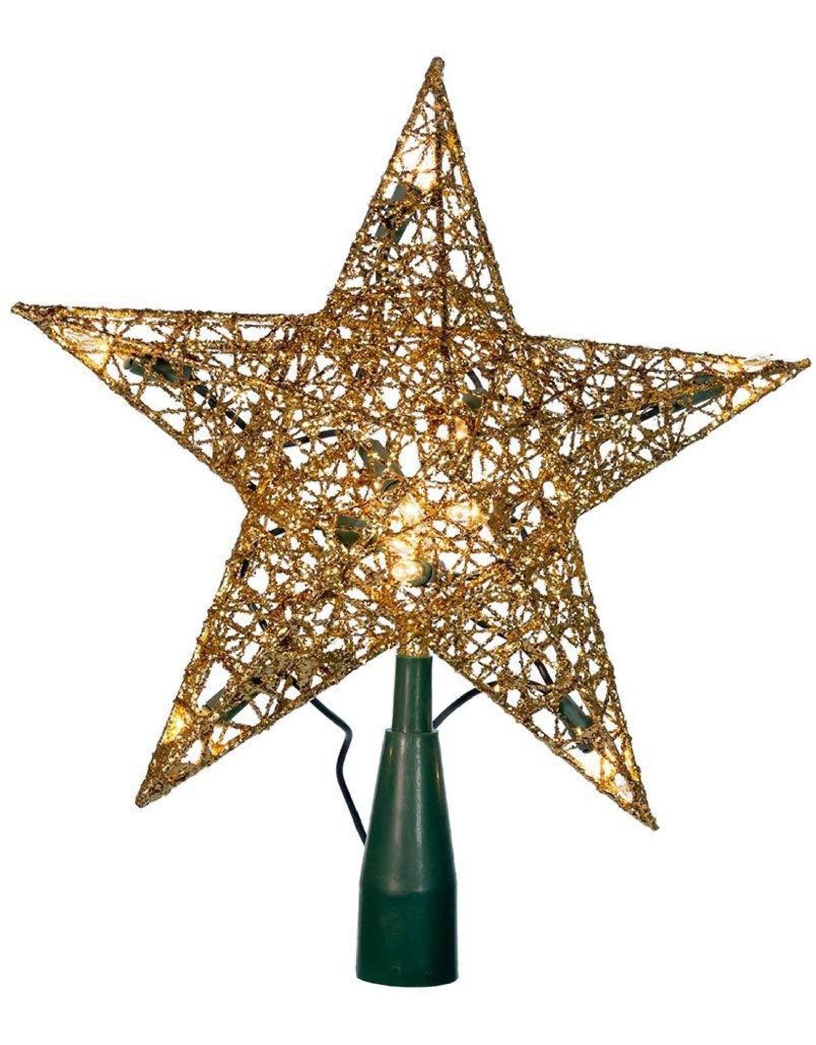 Kurt Adler Gold Wire Star Treetop 9-Inch W 10 Clear WW Bulbs
