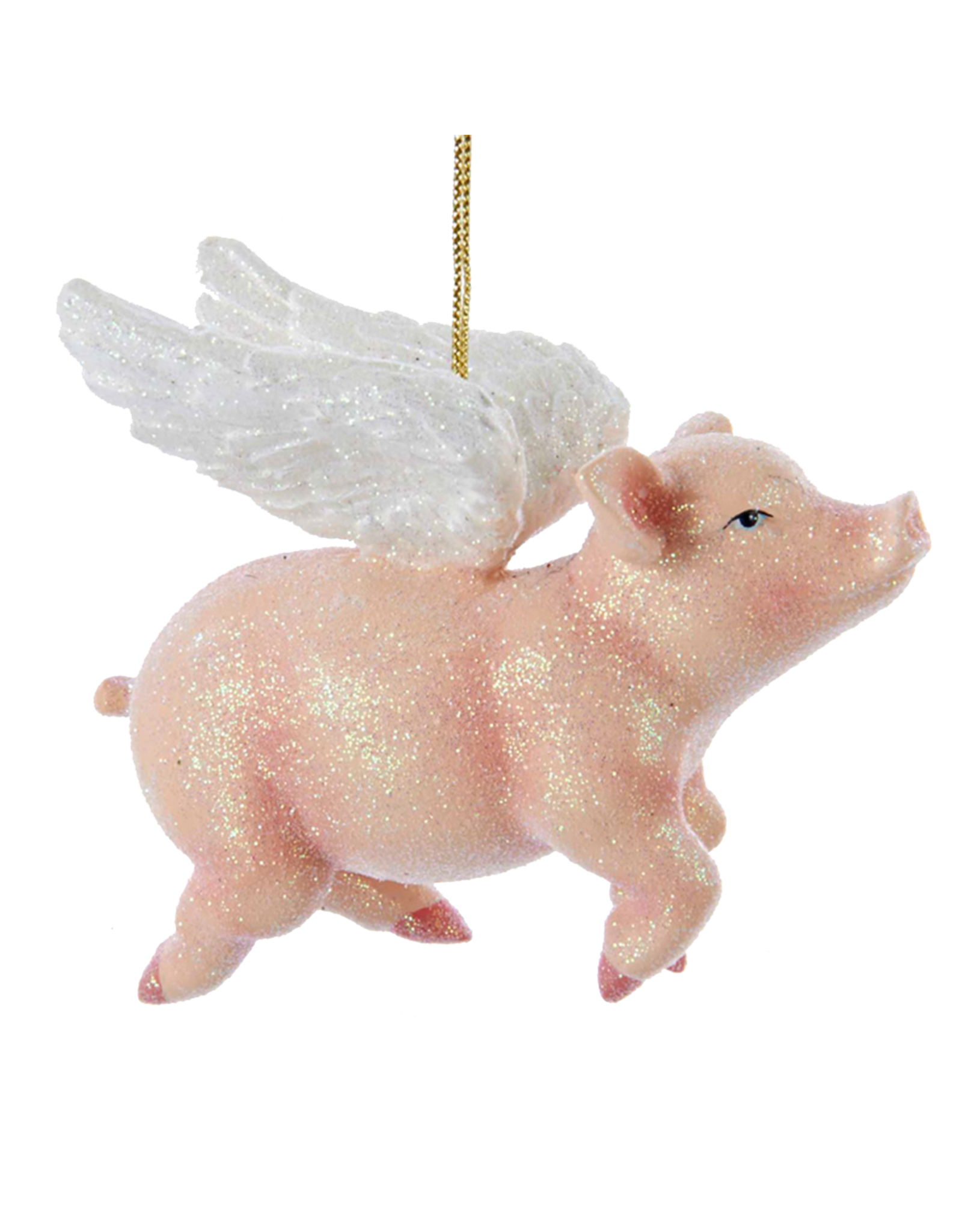Kurt Adler Glittered Flying Pig Ornament