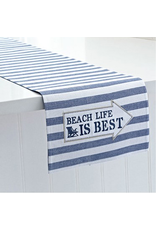 Table Runner Reversible 13x72 Stripe w Beach Life is Best