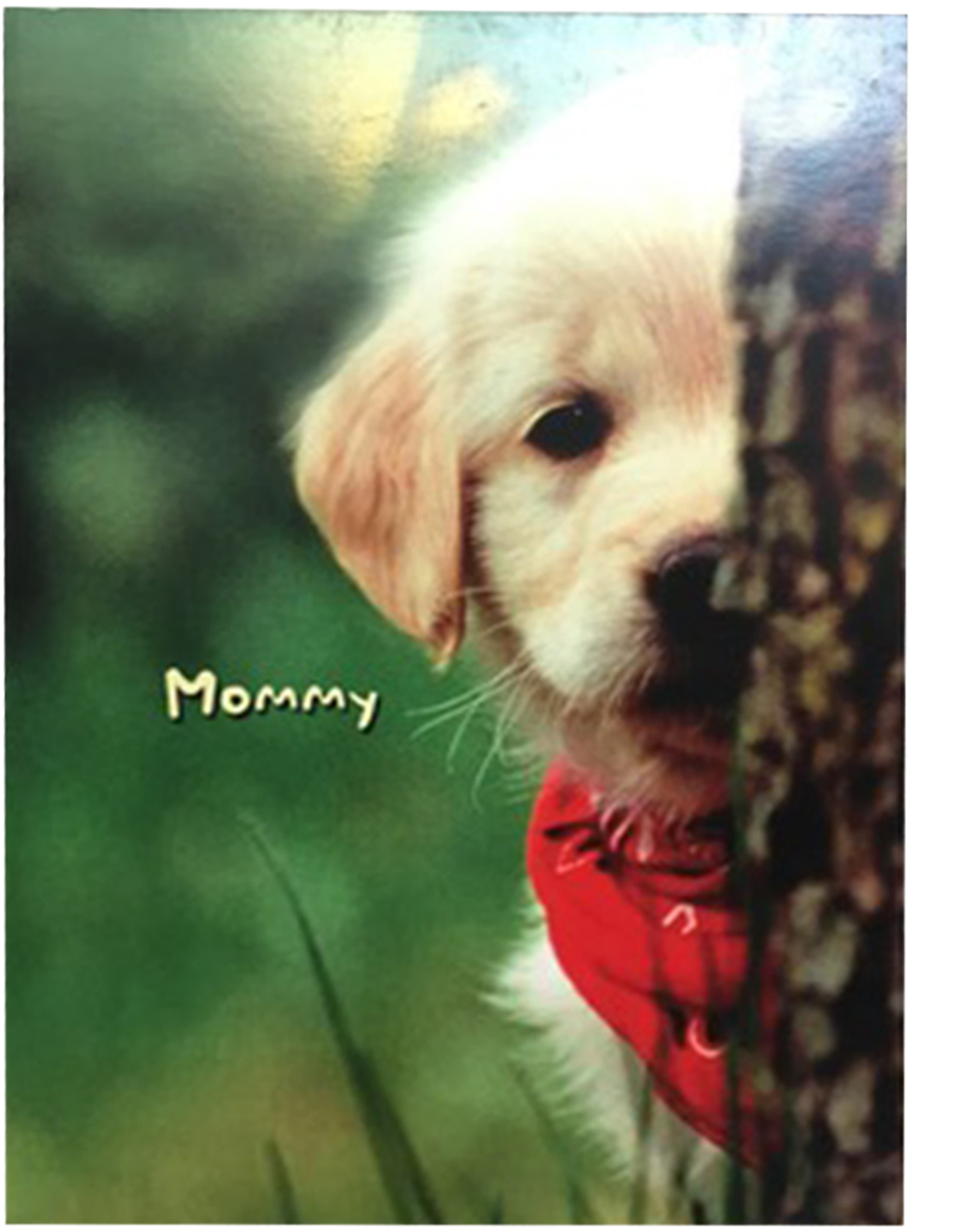 Mothers Day Card Puppy Behind Tree