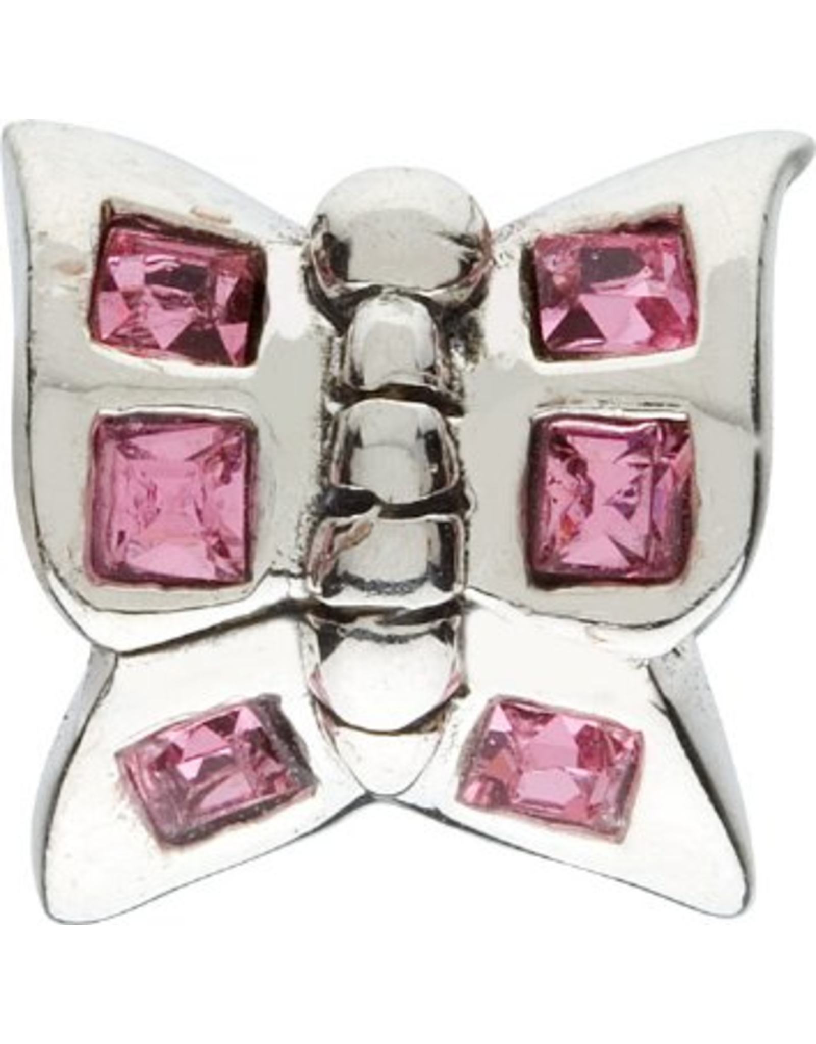 Chamilia Butterfly Charm Silver Bead w Pink CZ JB-2A