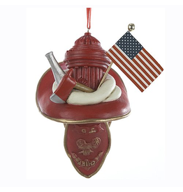 Kurt Adler Chief Fireman Firefighter Hat Ornament