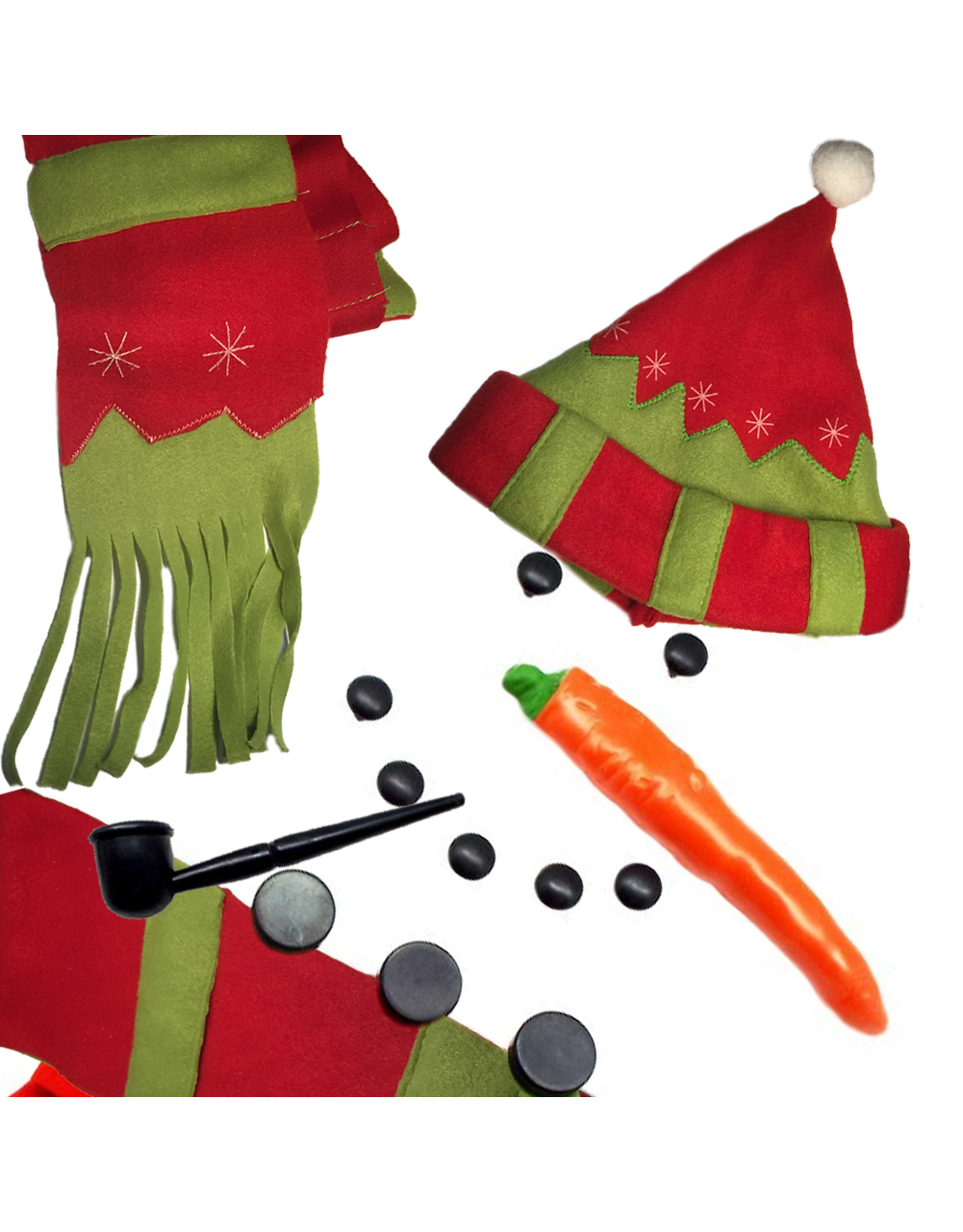Darice Make a Snowman Building Clothing Kit w Hat Scarf Carrot Pipe Buttons