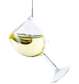 Kurt Adler Glass Wine Glass Ornament - White Wine Glass 4 inch