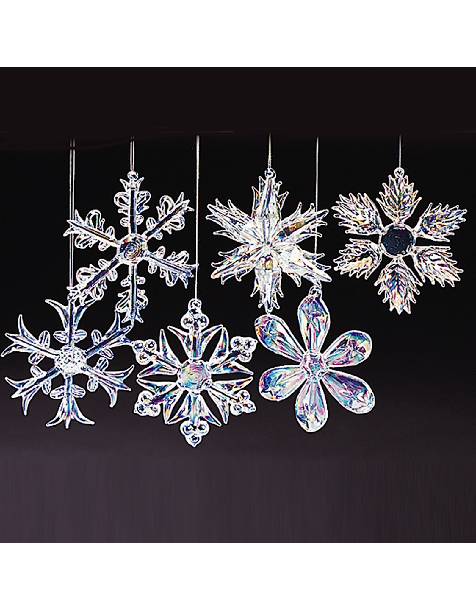 Kurt Adler Crystal Iridescent Snowflake Ornaments Christmas Set of 12