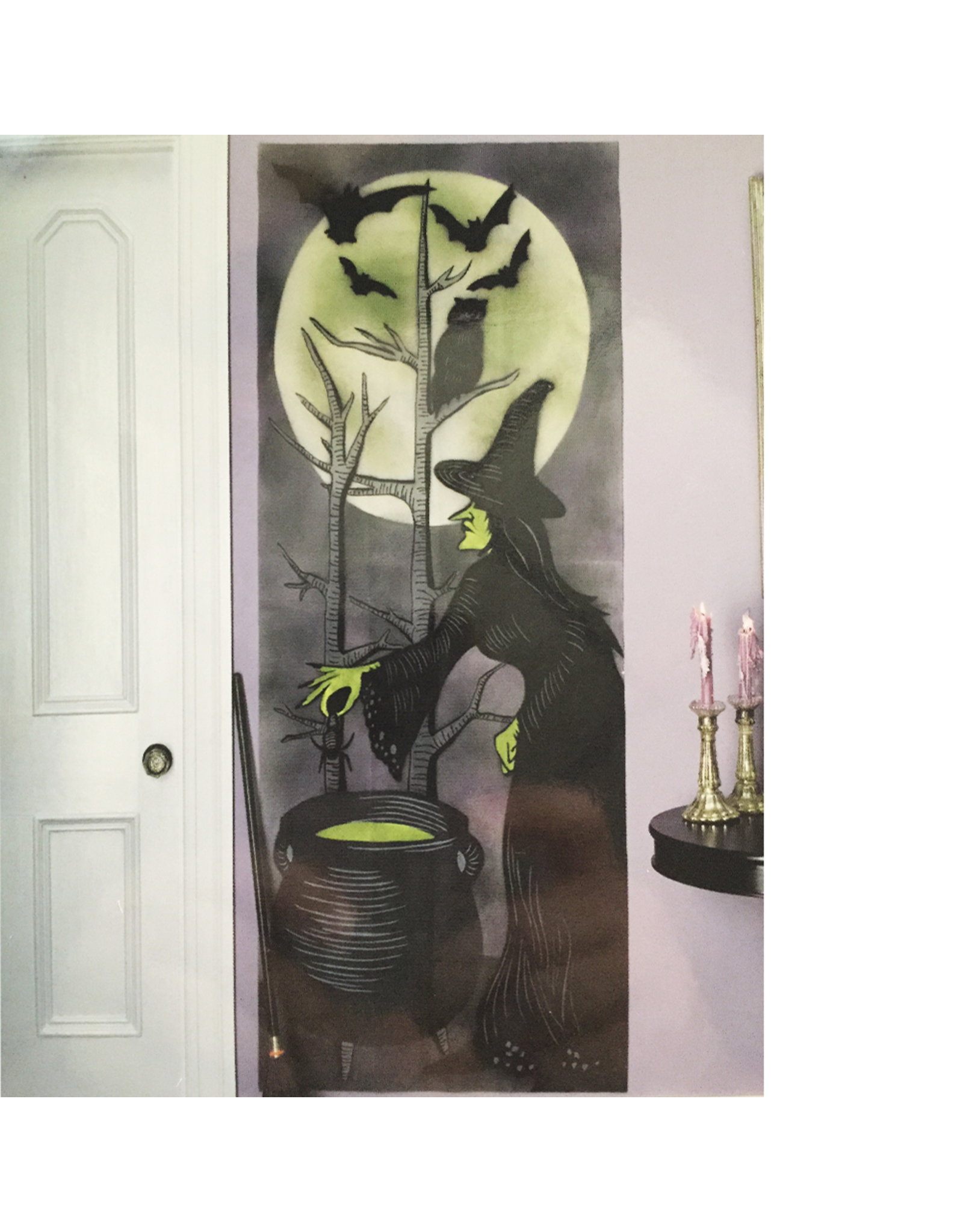 Darice Halloween Wall Mural Hanging Decoration Witch W Caldron 68x12