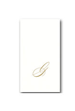 Caspari Gold Initial G on White Pearl Paper Linen Guest Napkins 24 pk