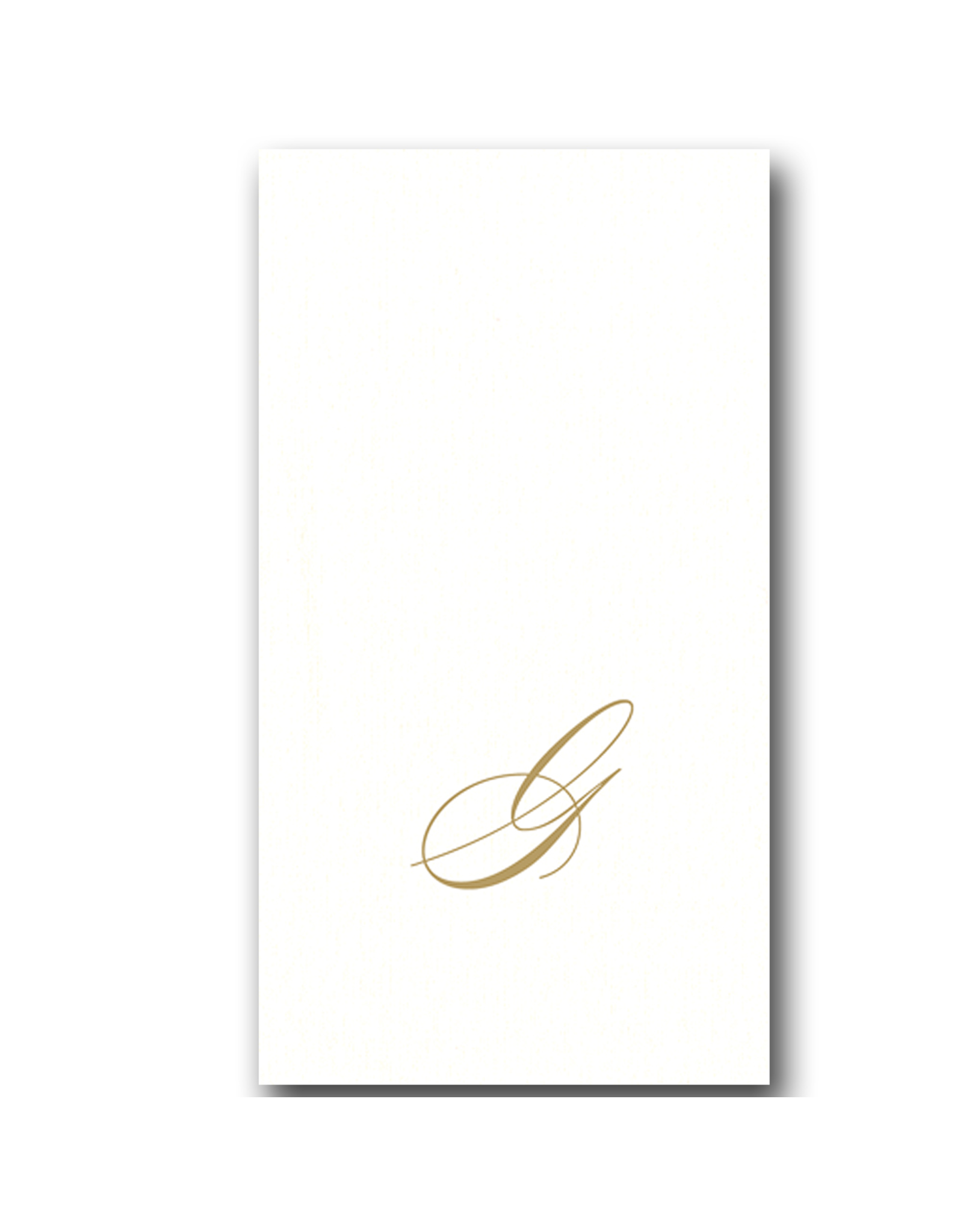Caspari Gold Initial G on White Pearl Paper Linen Guest Napkins 24 pk