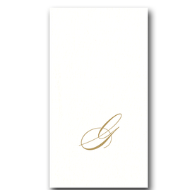 Caspari Gold Initial G on White Pearl Paper Linen Guest Napkins 24 pk