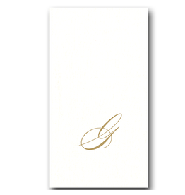 Caspari White Pearl Paper Linen Guest Napkins Initial G 24pk
